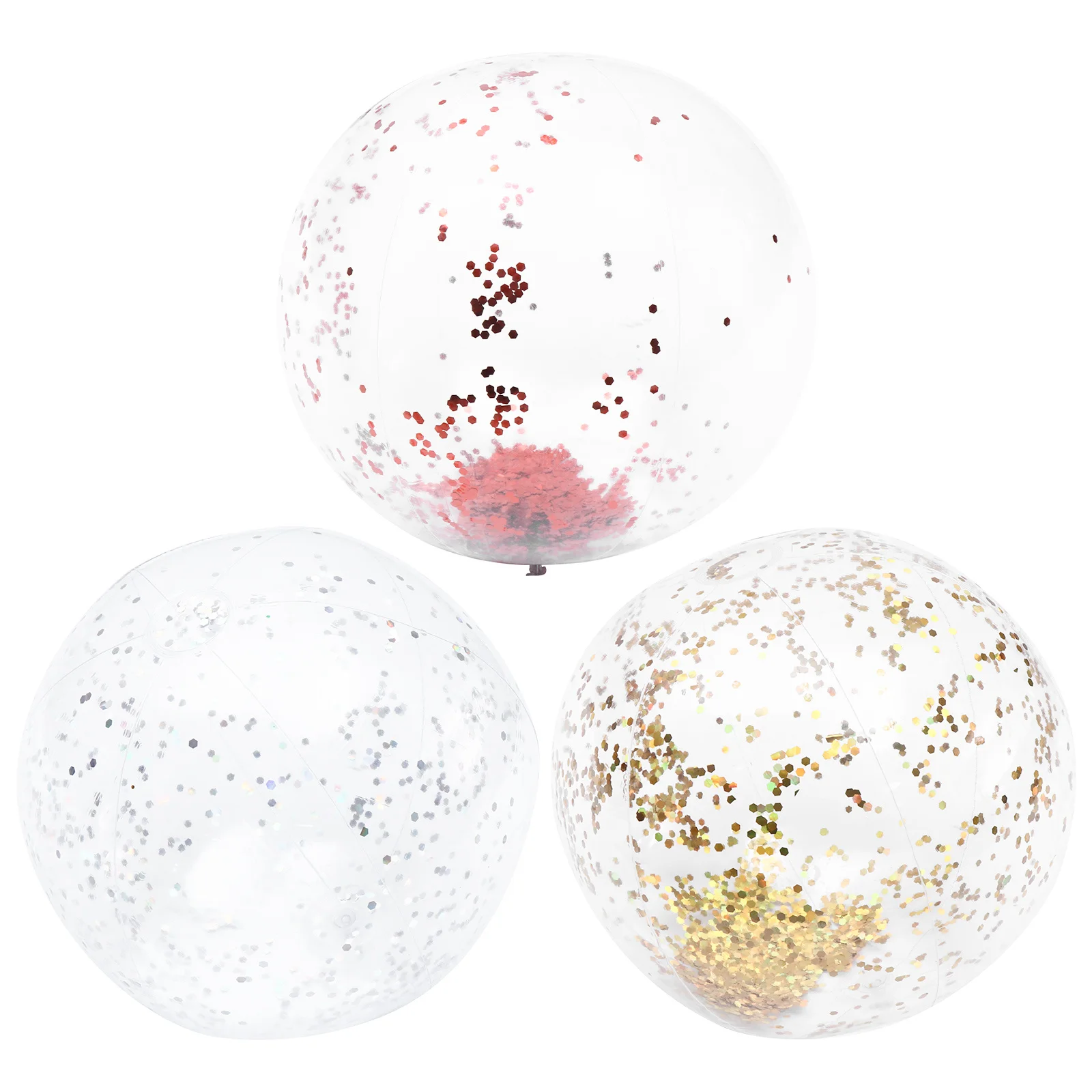 ลูกบอลชายหาดพีวีซีประดับเลื่อม 3 ชิ้น น้ำหนักเบา พกพาสะดวก สำหรับงานปาร์ตี้ชายหาด งานวันเกิด กิจกรรมกลางแจ้ง