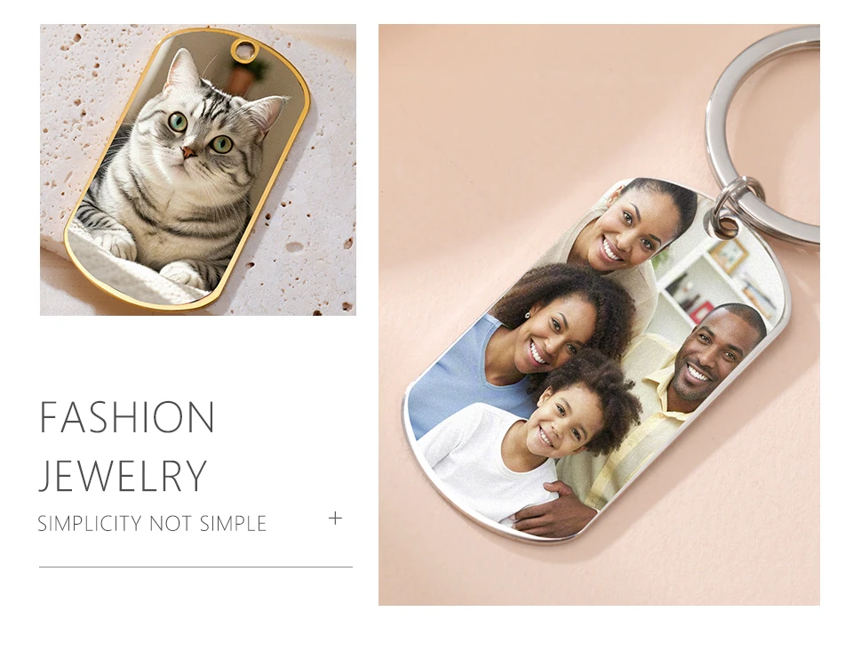 Lemegeton Personalisierter Foto-Schlüsselanhänger, einseitiger Druck, Bild-Schlüsselanhänger, Edelstahl-Schmuck, individueller Schlüsselanhänger, Familiengeschenk – Detail 7