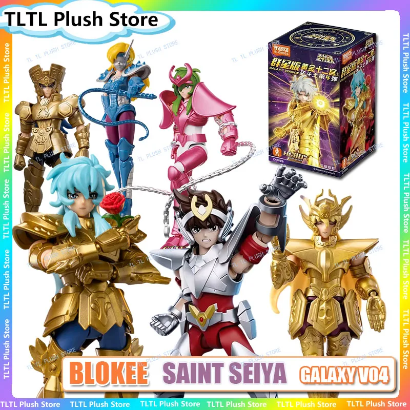 Blokees Saint Seiya Versión Galaxia Serie V4 Figuras de Acción Caja Sorpresa Doce Caballeros del Zodíaco Dorados Anime Modelo de Ensamblaje del Zodíaco