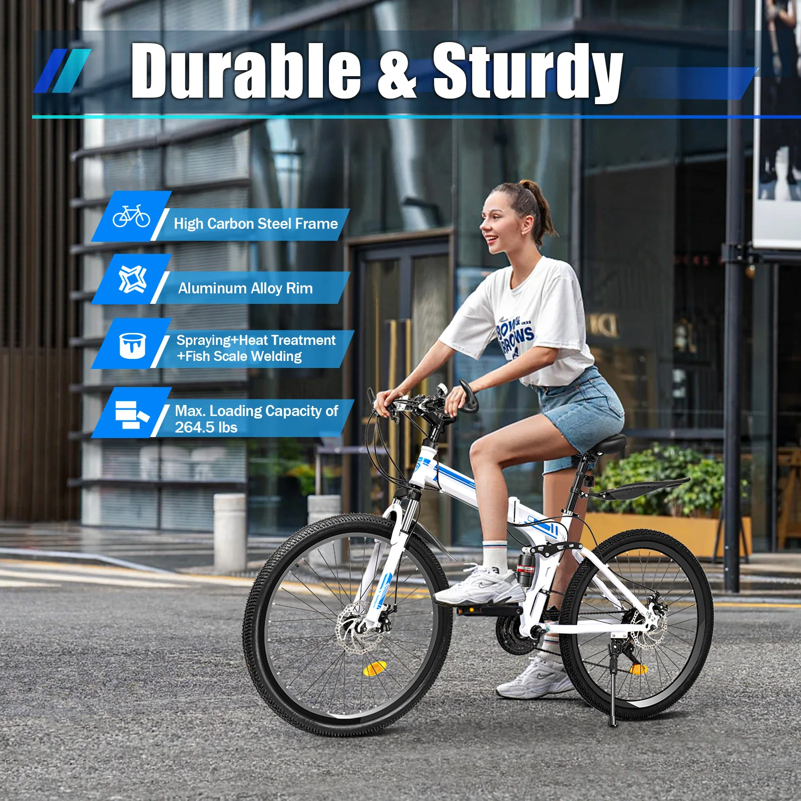 26 Inch Outdoor Mountain Bike 21 Speeds Foldable Bicycle Modern Mountain Bike MTB Bicycle with 120kg Bearing Capacity