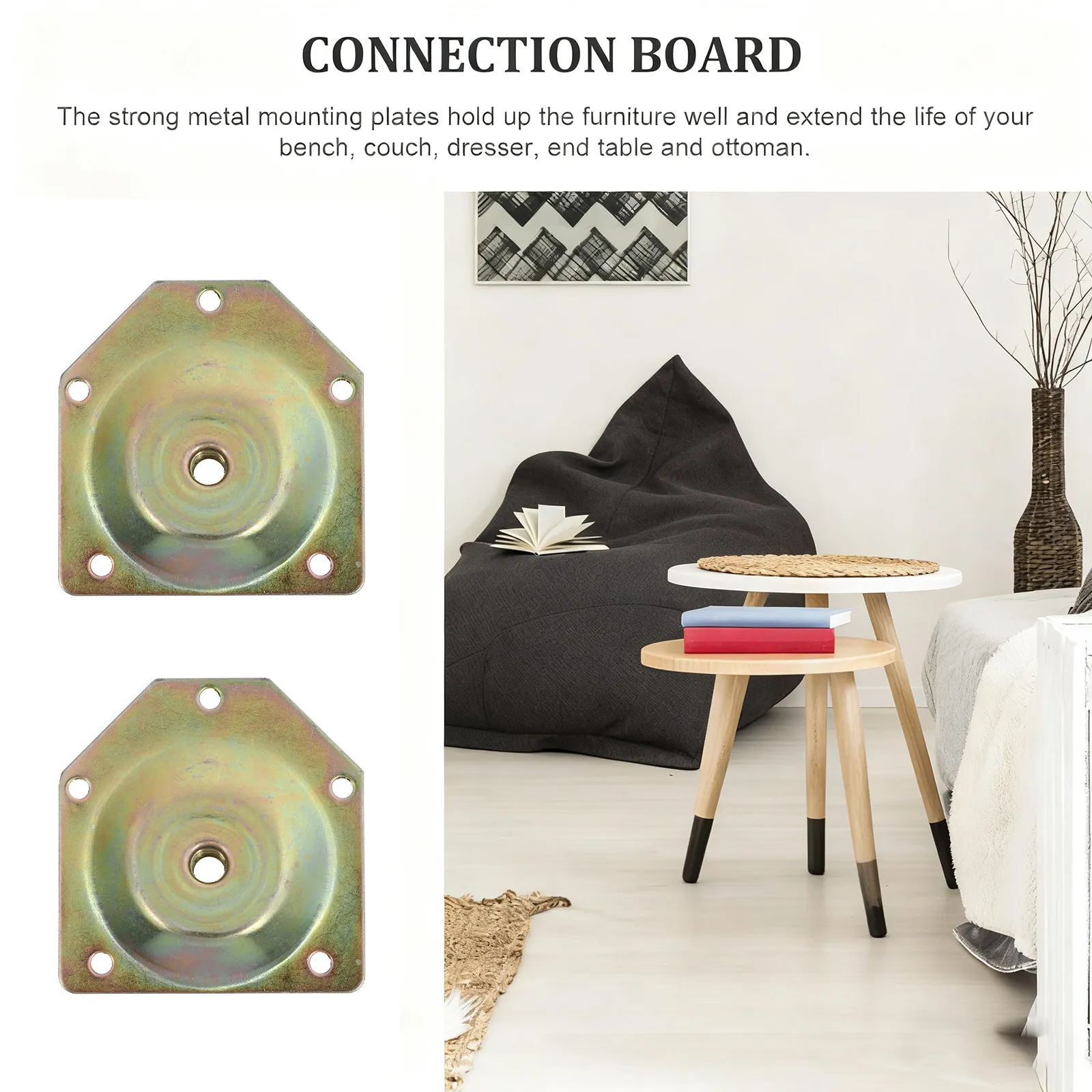 Bild 7: 4-teiliges Muttern-Set, 12-Grad-schräge Montageplatten, Möbelbein-Befestigungsplatten, Stuhl-, Tisch-, Sofa-Beinfixierer, Verbindungsplatte
