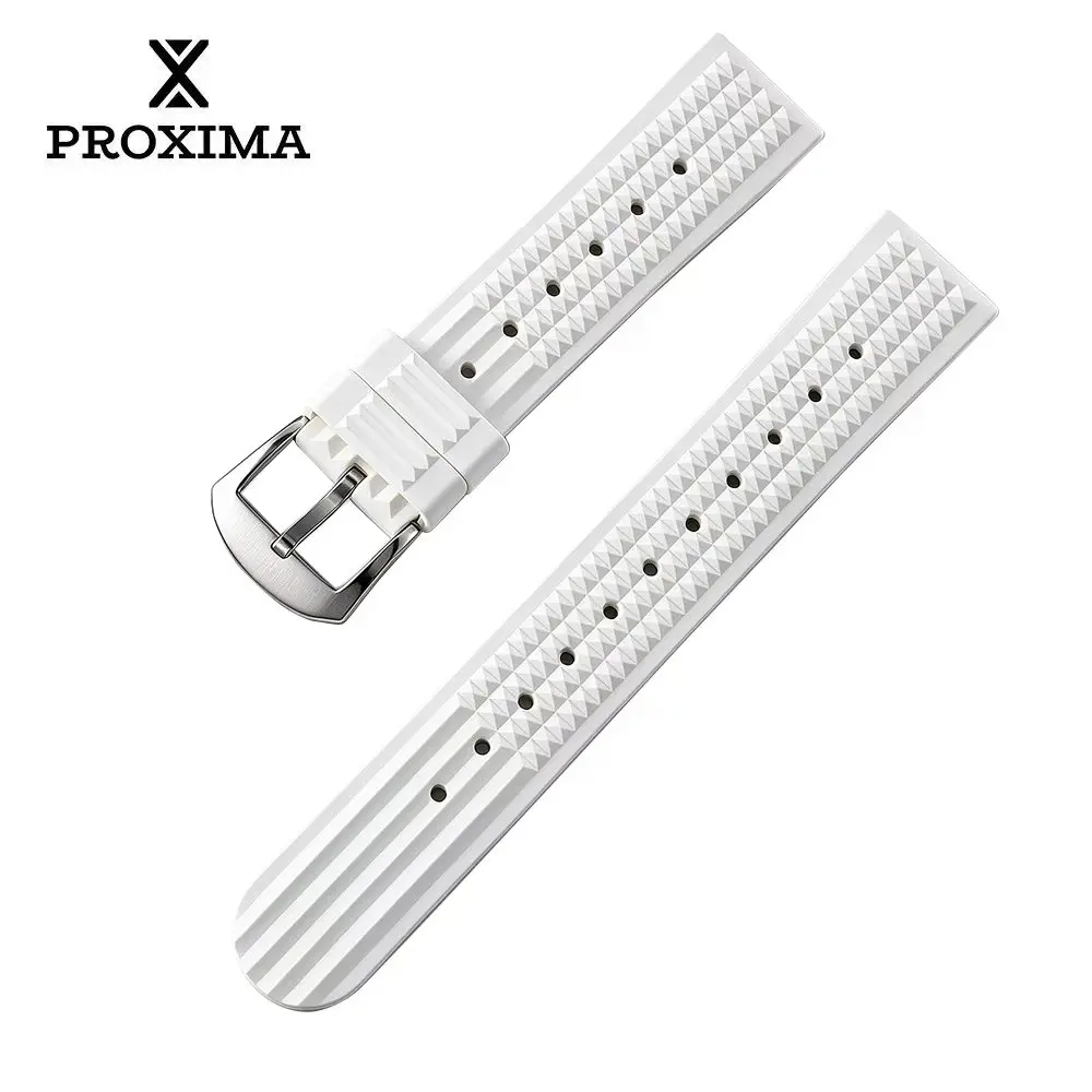 Soft Fluoro Rubber Waffle Watch Band 20mm For Traditional Diving Watch Wristband Men's Replacement Strap Premium