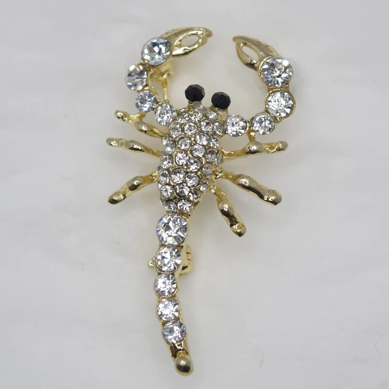 

12 шт./лот, оптовая продажа, модная брошь со стразами, броши в виде скорпиона, ювелирные изделия, подарочные аксессуары C101316