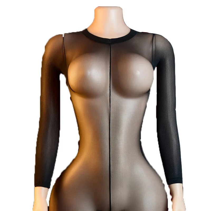 1 قطعة ملابس نسائية شفافة ضيقة ، بذلة شبكية لصيد السمك باللون الأسود ، بذلة مفتوحة المنشعب ، بذلة مثيرة ، جوارب بذلة #5