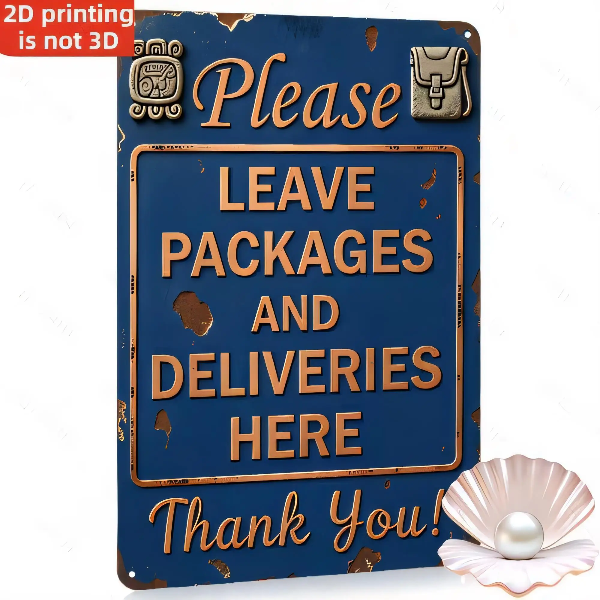 Tin Sign Please Leave Packages And Deliveries Here Vintage Metal Wall Art   Rustic Retro Door Sign for Post Office Mailroom Deli