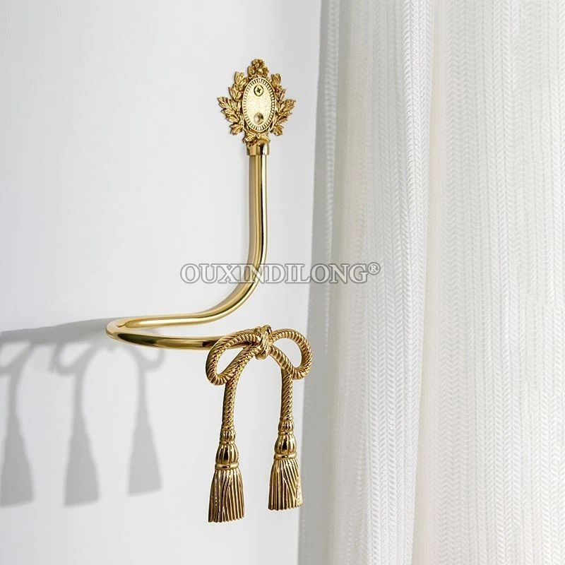 High-end 1Pair Solid Brass Luxury French Bowknot Curtain Hooks Curtain Tie Draper Back Hooks Curtain Drapery Holder Hanger Hooks