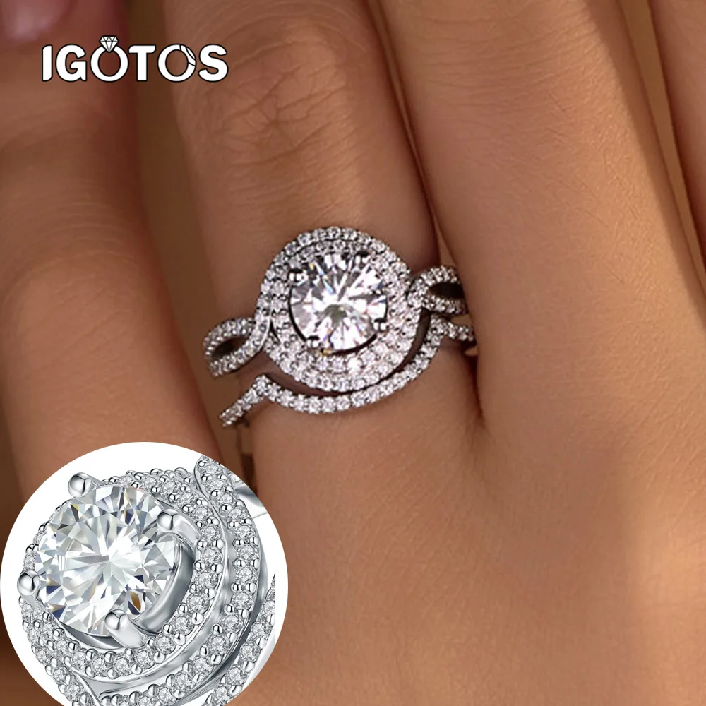 

Certified 1CT Moissanite Diamond Ring for Women S925 Silver Stackable Ring Set Party Engagement Wedding Bands Fine Jewelry Gifts