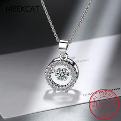 Moissanite Necklace Halo Pendant 0.5ct 925 Sterling Silver D VVS1 Lab Diamond Necklace Colar de Prata for Women Party Gift