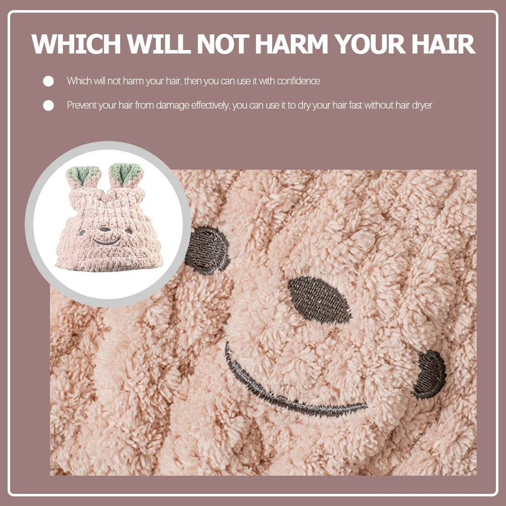 

Dry Hair Cap Towel Drying Hat Thicken Absorbent Reusable Shower Coral Fleece for