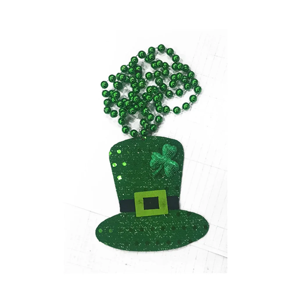 

4pcs .Patricks Day Necklace Beads Hat Chain Costume Supplies Festival Party Supplies Random Pattern