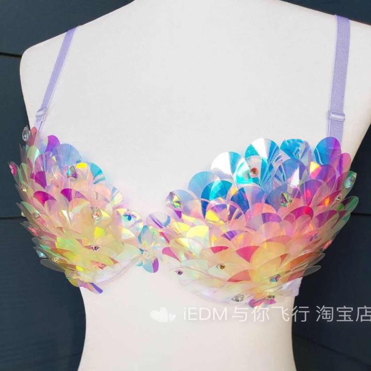 Electric Syllable Wear Fish Scale Bra Laser Top Sling Rave Luminous Performance