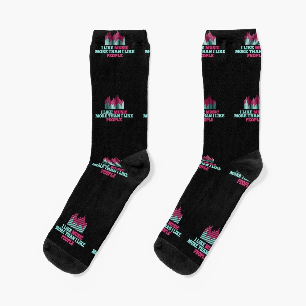 

I like music more than i like people Socks Men's Non-slip cute christmas stocking Male Socks Women's