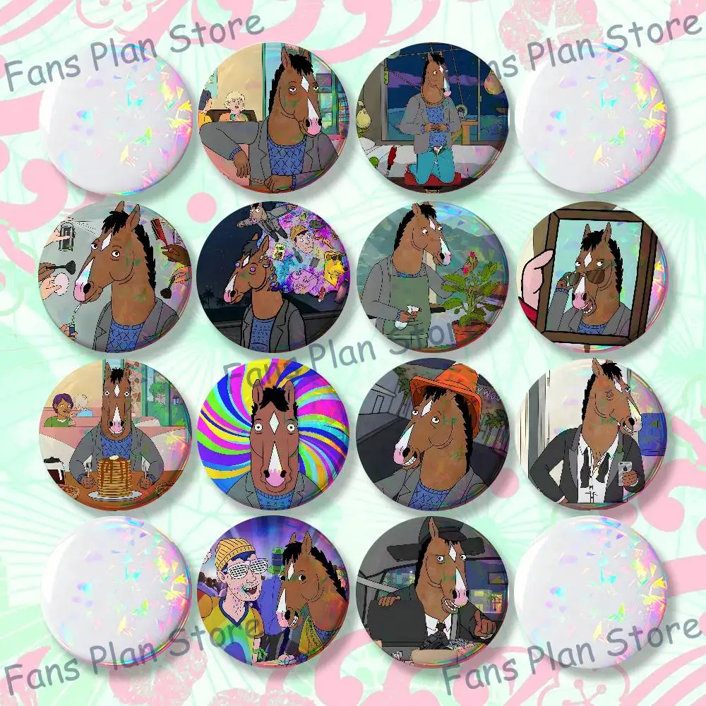 BoJack Cartoon H-Horseman Brooches For Backpack Accessories 25mm,32mm,48mm,58mm,75mm Round Enamel Pins Cartoon Badge
