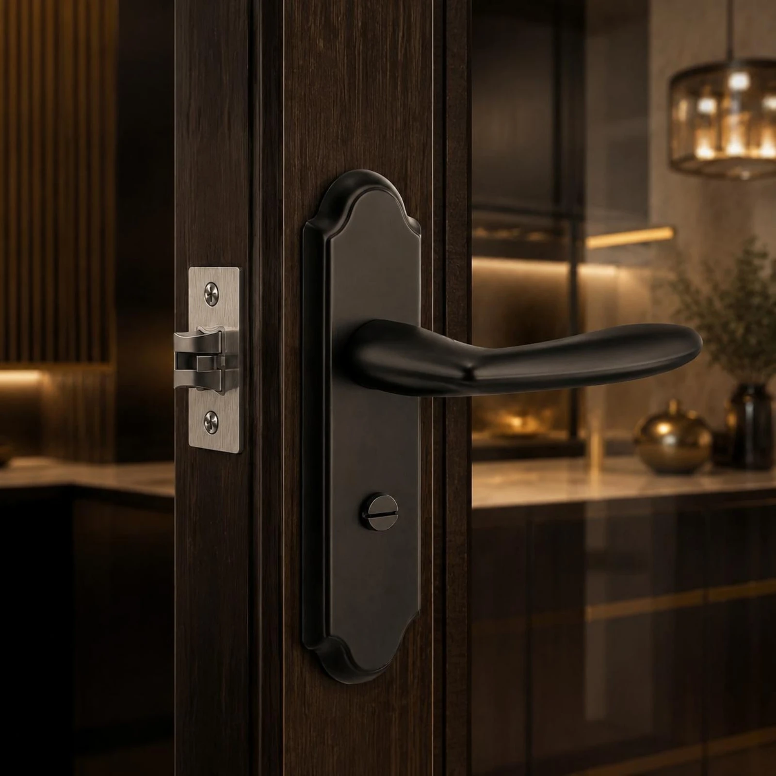 privacy-door-lock-no-keyhole-privacy-lever-handle-thumb-turn-lock-metal-faceplate-lever-handle-lockset-125-mm-hole-spacing
