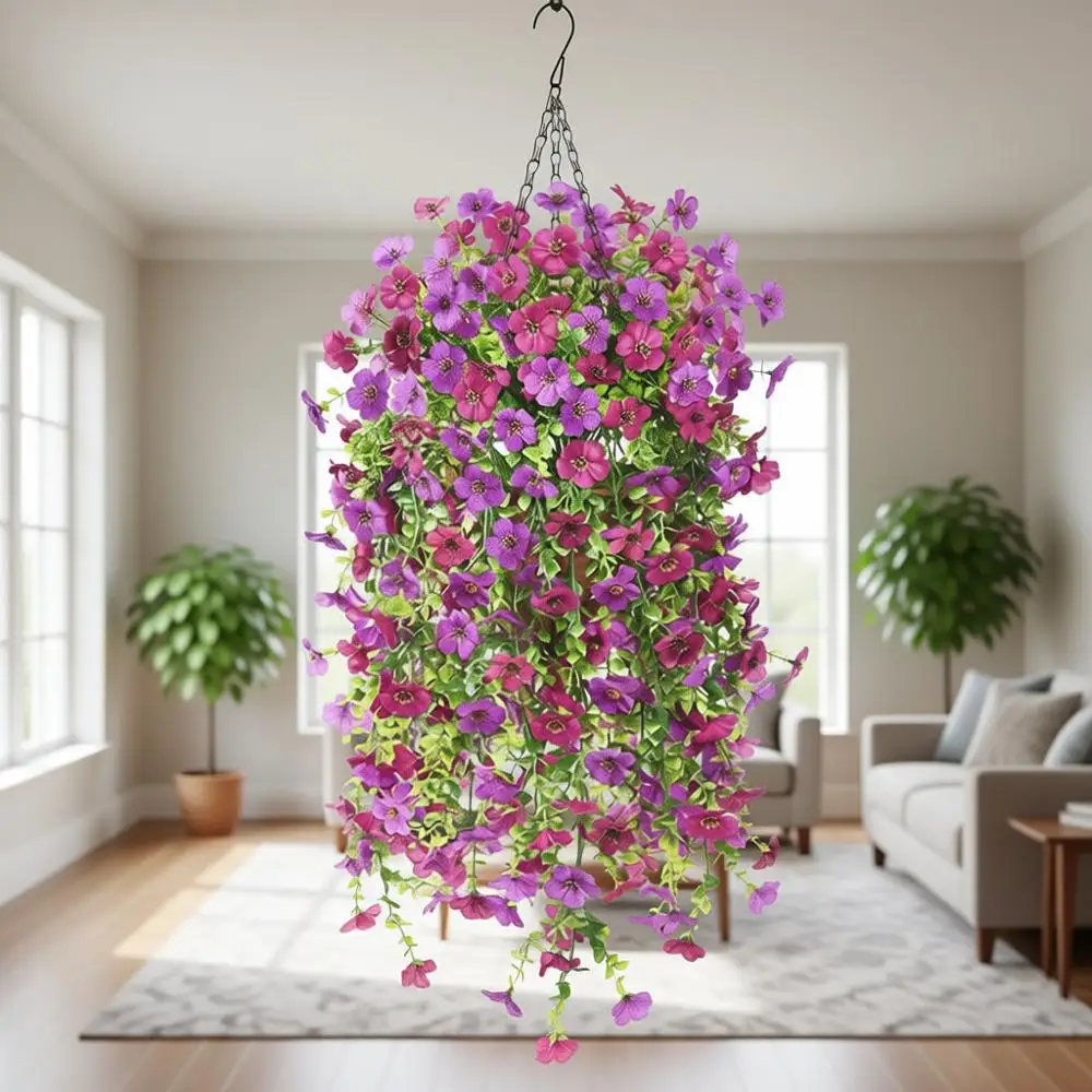 

UV-Resistant Artificial Daisy Hanging Baskets with Eucalyptus for Outdoor Patio and Yard Decor