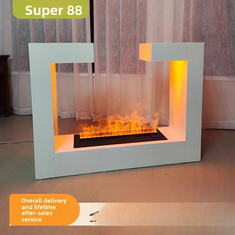 Modern simple humidification 3D atomization furnace core French retro simulated fire partition decorative cabinet
