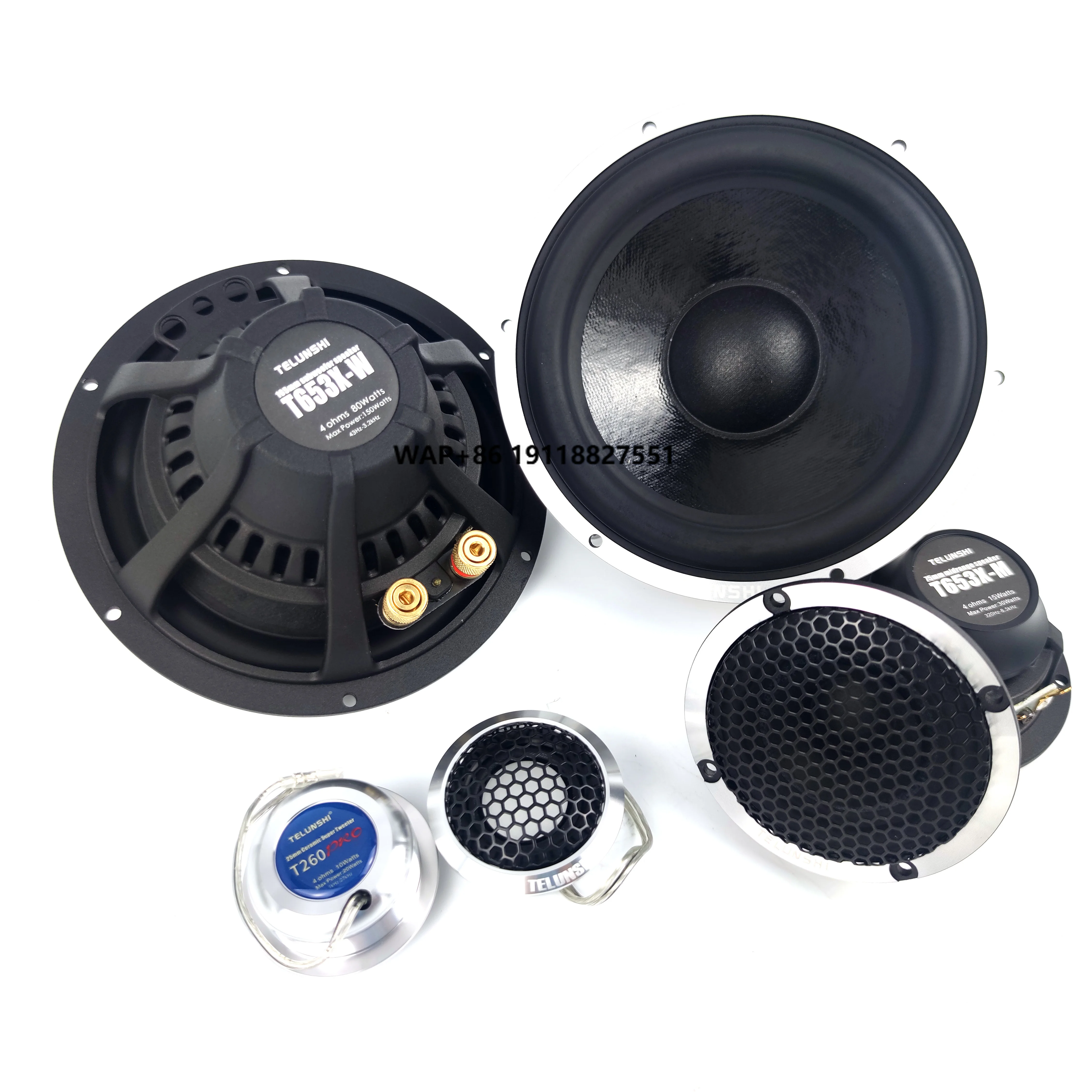 

High Quality 92DB 6.5 Pro Car Audio System 3-Way Iron Door Car Speakers with High Efficiency Components