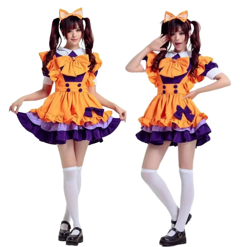 

Japanese and Korean female orange maid costume Cospaly pure hearted maid costume cute Lolita girl anime costume