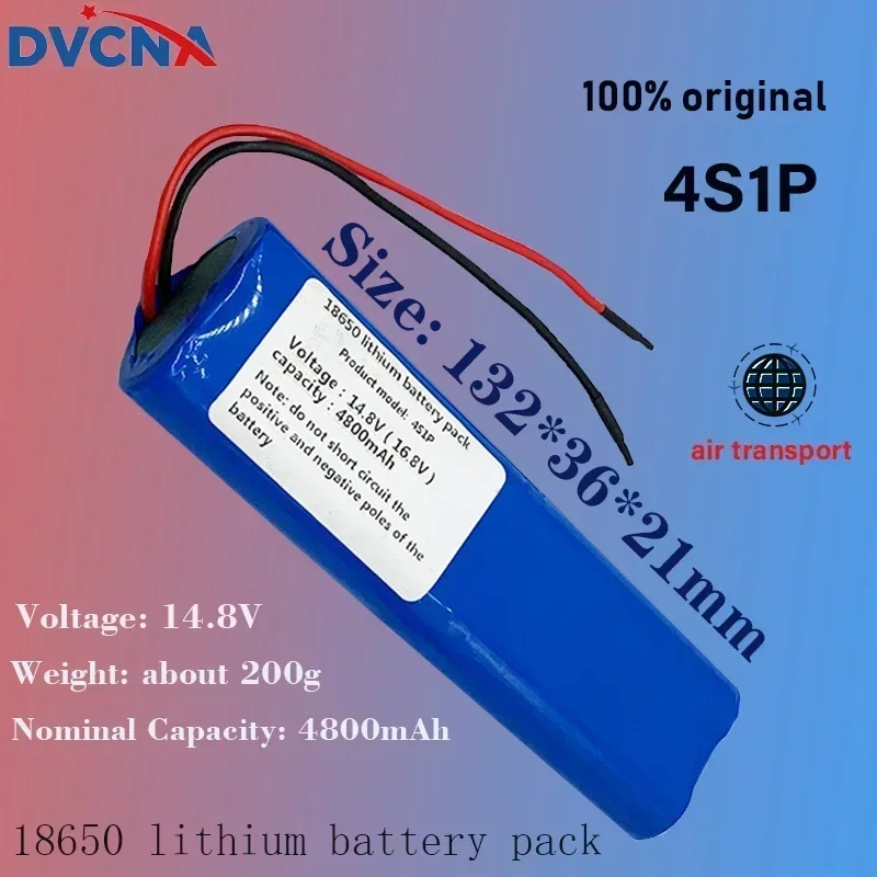 New Lithium 14.8V 4800mAh Battery 14.8V-16.8V 4S1P 18650 4800mAh with PCB18650 with lead wires