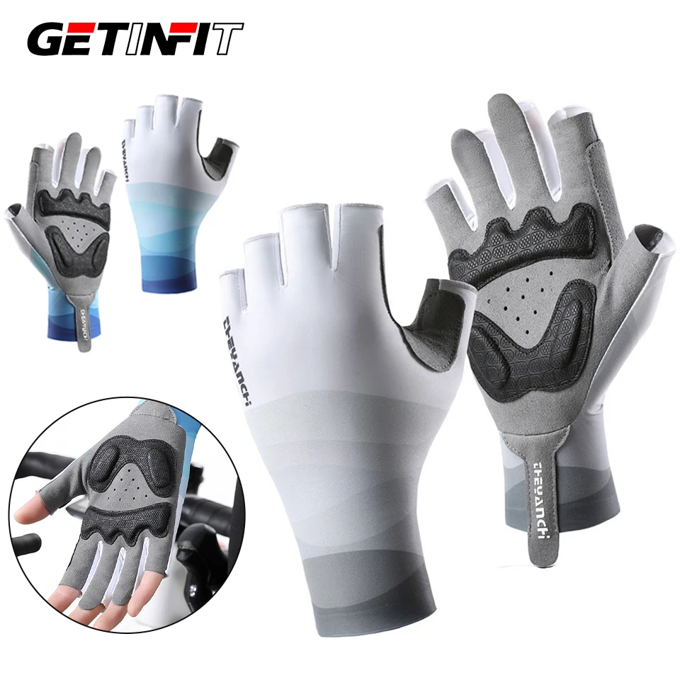 

GETINFIT 1 пара рыболовных перчаток без пальцев, дышащие, нескользящие, с защитой от солнца, для активного отдыха, велоспорта, амортизирующие