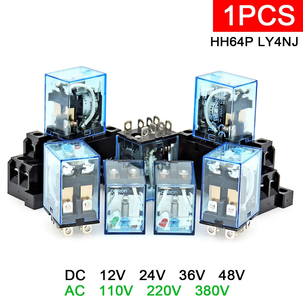 

10 шт. промежуточное реле HH64P LY4NJ 10A 12 В 24 В AC110 В 220 В 380 В микро маленькое электромагнитное реле AC DC P143 14-контактный переключатель