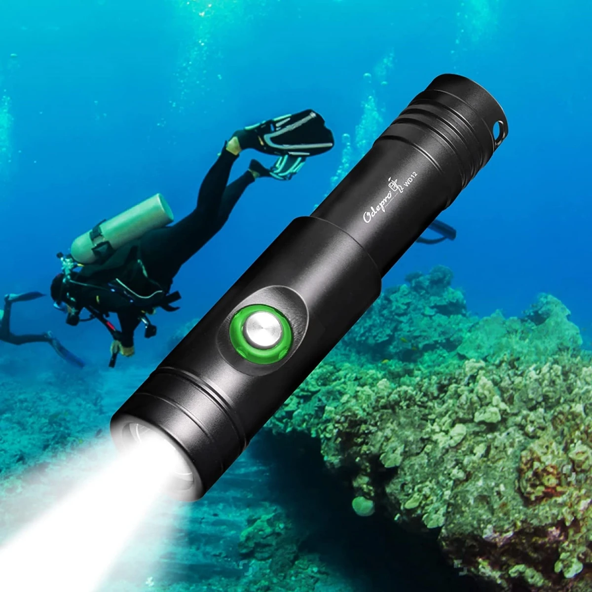 Professional Diving Flashlight Professional Scuba Torch Odepro WD12 High Power LED Flashlights Waterproof Submersible Dive Light