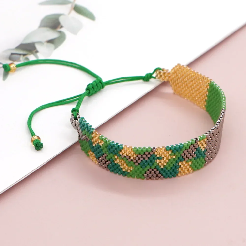 Rice bead bracelet Graphics Creative  Irregularity Female Geometry Fashion Adjustable Bohemian Hand-woven Beaded bracelet