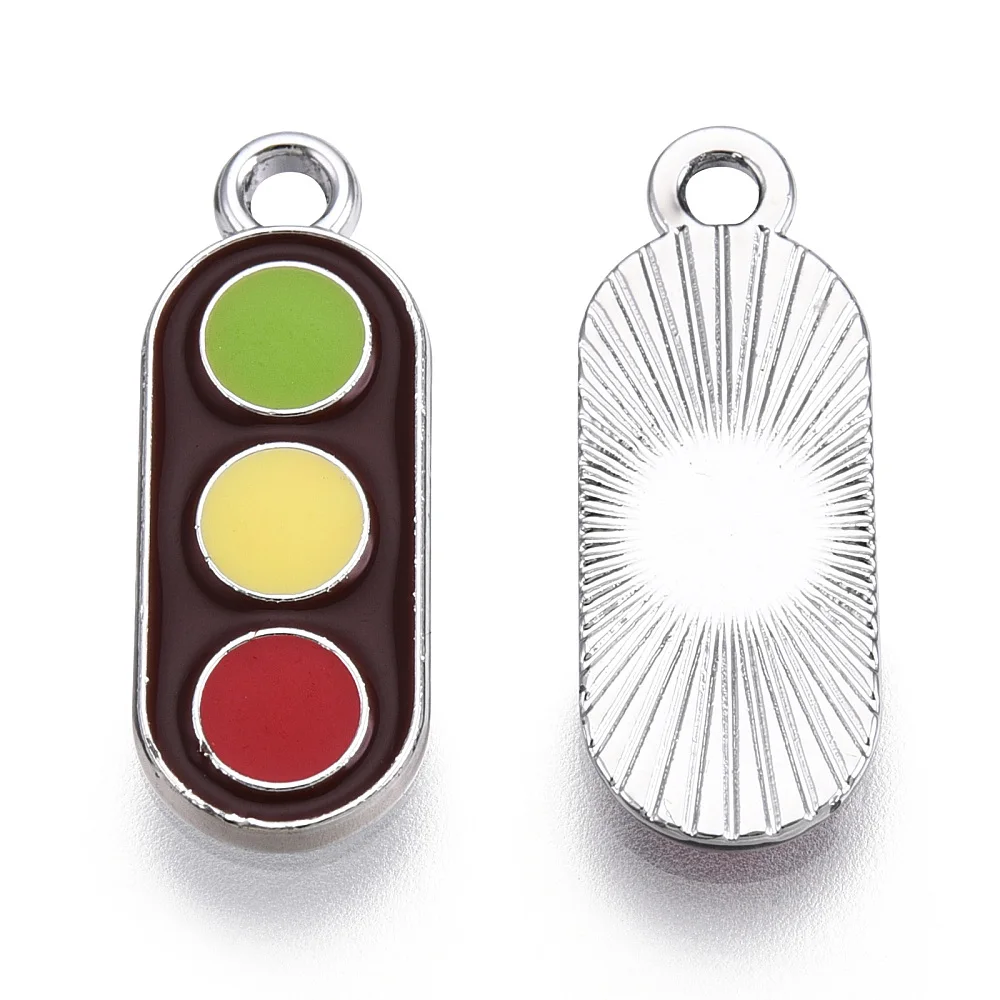 10Pcs Traffic Light Charms Jewelry Findings Pendant Platinum Plated Alloy Pendants with Enamel for Women Festival Gifts Jewelry