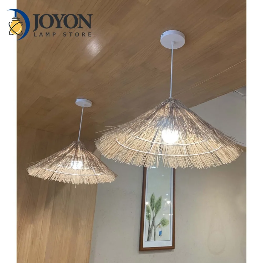 

Rattan Straw Hat Pendant Lights Rustic Lighting Farmhouse Lighting Natural Wicker Chandelier for Living Room Dining Room