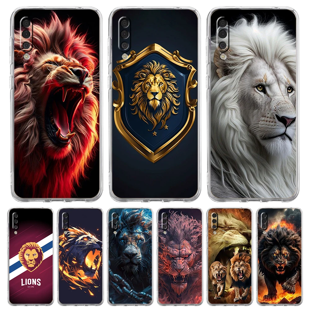 Lion Pattern Soft TPU Cover dla Samsung Galaxy A25 A23 A22 A52S A52 A55 A72 A51 A71 A41 A31 A13 5G Transparent Phone Case Capas