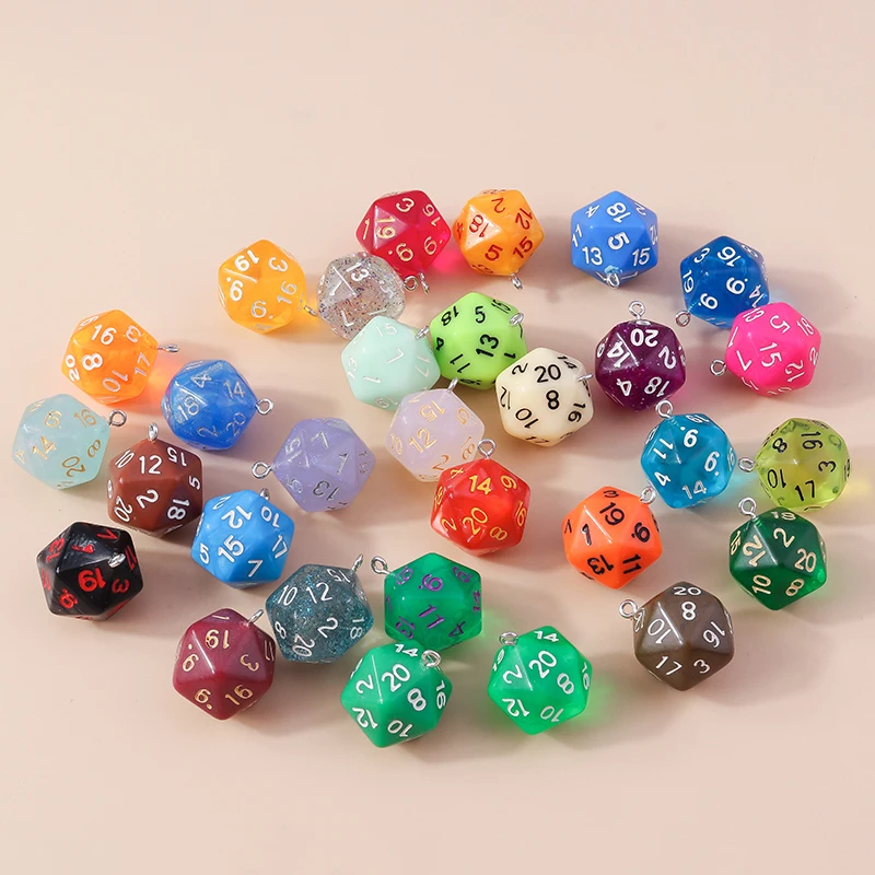 Random Mix 5pcs Colorful Different Number Acrylic Dice Game Props Multi-faceted Digital Dice for DIY Jewelry Making Accessories