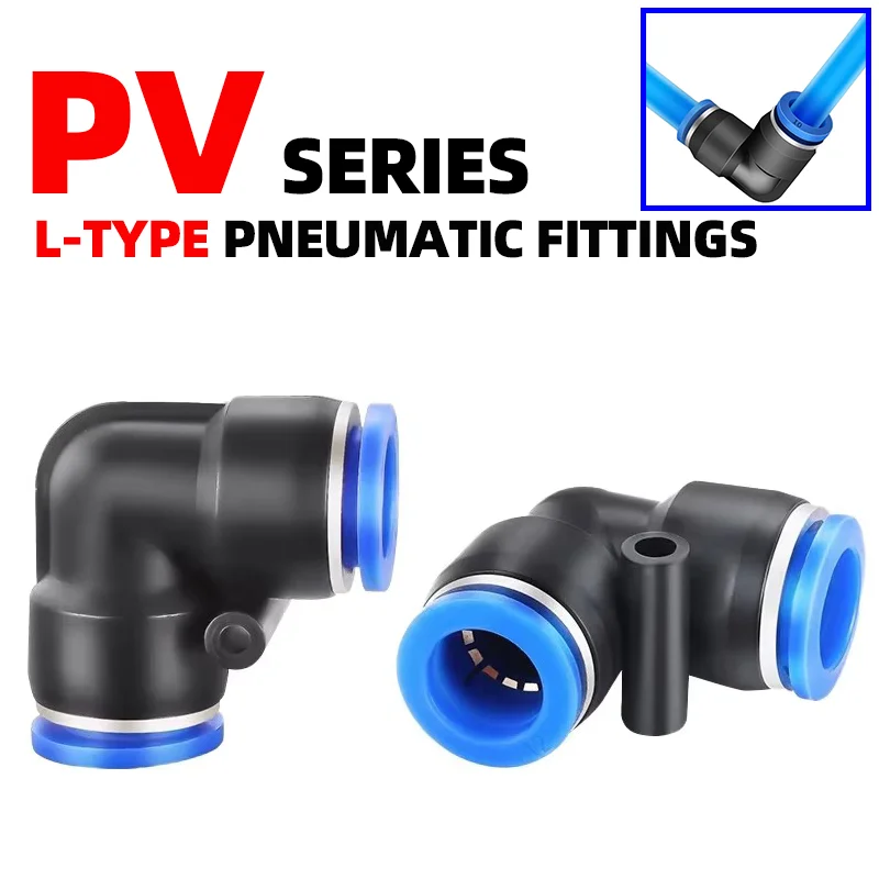 

10PCS PV Degree Elbow Pneumatic Quick Fitting | 4 - 12mm Plastic Push - In Connector for Air Hose Pipe,L- type two - way fitting