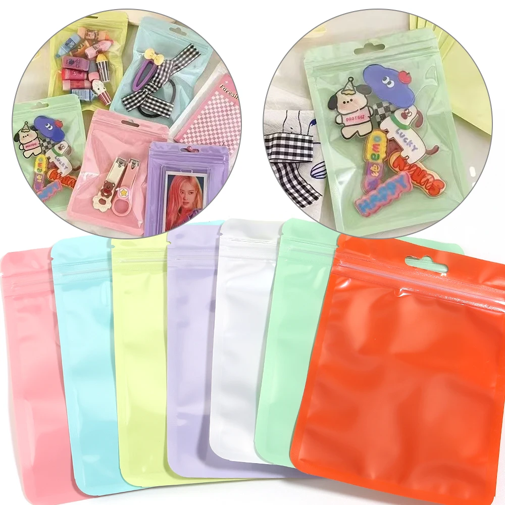 20pcs Cute Resealable Bag PET Zipper Pouch Self Sealing Bag For Jewelry USB Storage Small Business Packaging Supplies Wholesale