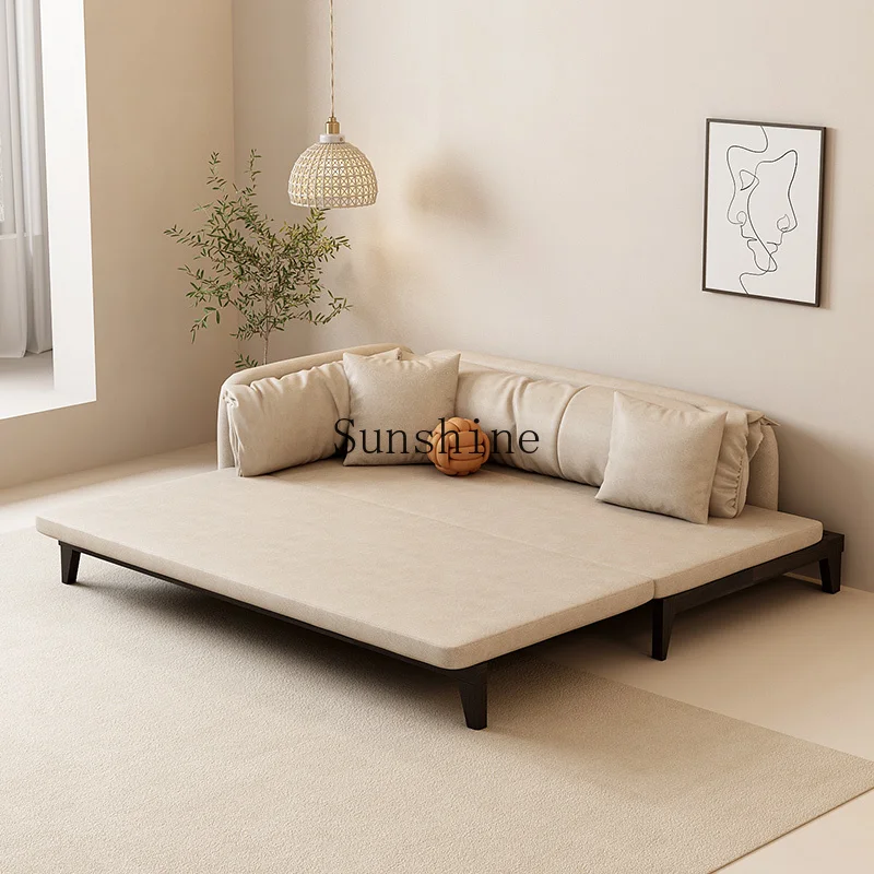 

Nordic solid wood folding sofa bed living room telescopic multi-functional sofa