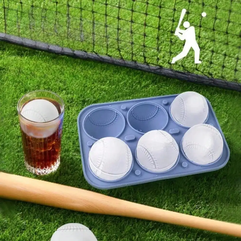 

[Free Shiping] Sporty Ice Cube Mold, 3D Stitch Baseball Design, 6-Cavity Silicone Ice Tray, Reusable Easy Release Ice Mold For B