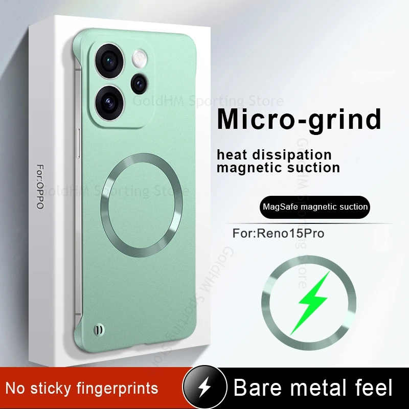 

Wireless Charging For Magsafe Tough Case For Oppo Reno 15 14 13 12 Pro Frameless PC Hard Matte Magnetic Cover For Realme GT8 Pro