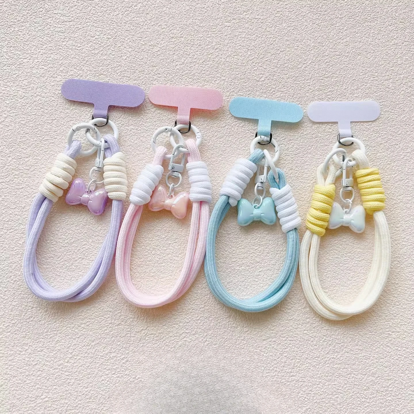 

Fresh Bow Charm Lanyard - Handmade Braided Short Strap with Clip, Fits Phones/Bags/Keys, Anti-Lost, Cute for Girls