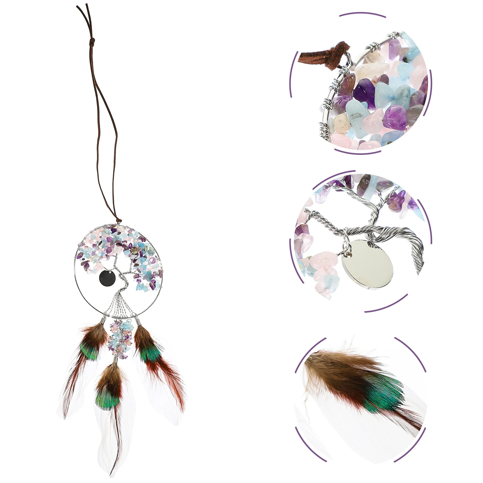

Heart Crystal Dreamcatcher Pendant Life Tree Wall Hanging Ornament Romantic Bedroom Decor Creative Crystal Wall Pendant Macadam