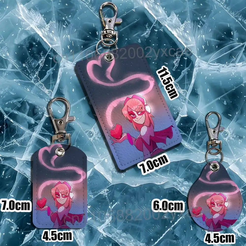 Attraction Style Miss Heed Villainous Rectangle ID Card Case Keychain Access Card Bag Key Tag Ring Leather Card Holder Key Ring view 6