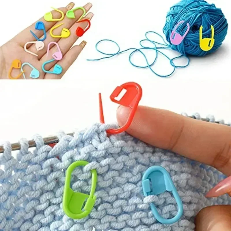 500/50PCS Plastic Knitting Marking Buckle Pins Mix Color Locking Stitch Markers Crochet Needle Clip Hooks DIY Sewing Supplies