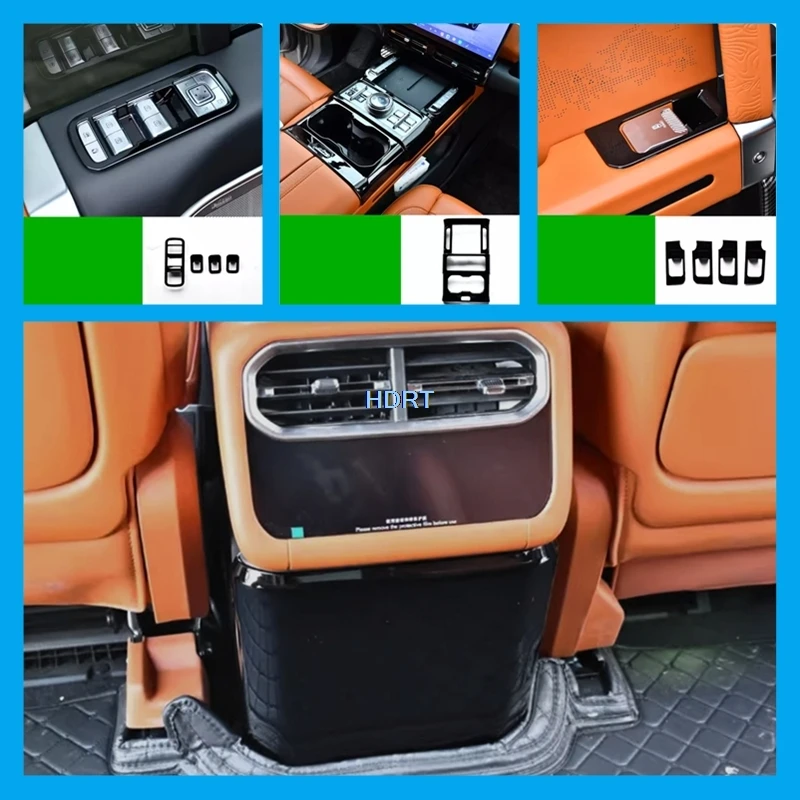 

For Chery Jetour G700 2025 + Car Style Black Interior Center Console Gear Shift Window Control Panel Rear Air Vent Outlet Cover