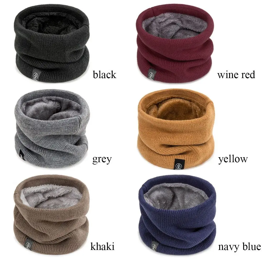 Solido Cashmere peluche caldo inverno anello sciarpa donna uomo lavorato a maglia maschera integrale snood collo sciarpe Bufanda silenziatore spesso