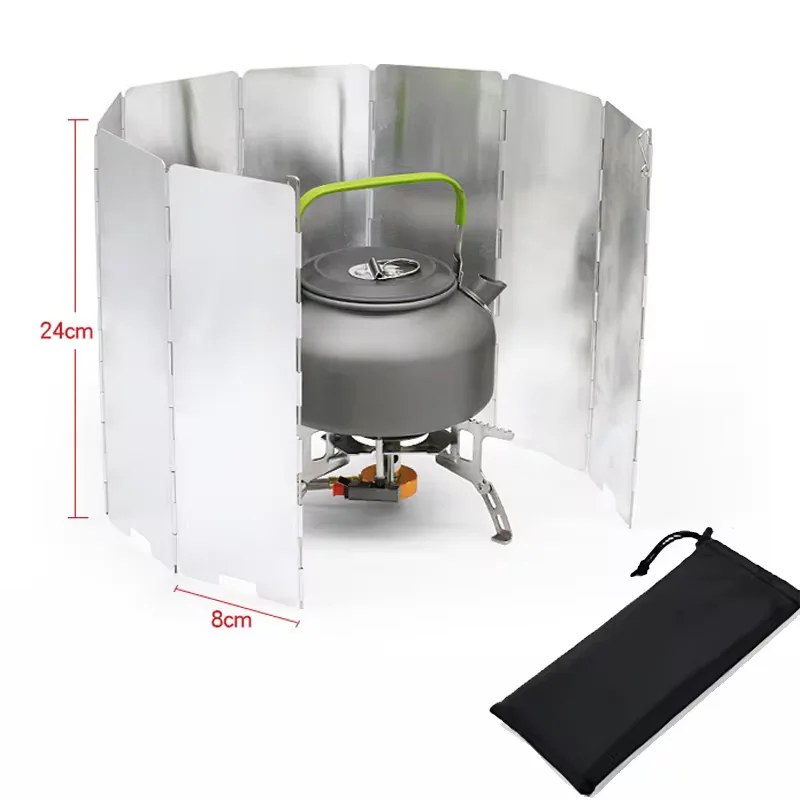 

8/10/12 Plates Foldable Gas Stove Windshield Outdoor Camping Cooking Burner Windproof Screen Aluminium Alloy Stove Wind Shield