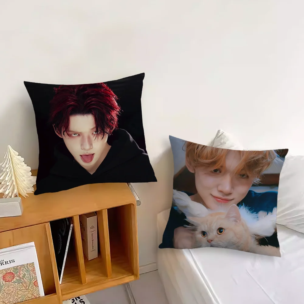 Kpop Singer Boy cushion cover Living Room Headboard Bedroom Office Cushion Cushion Sofa Nap Time Y-Yeonjun Pillow Case