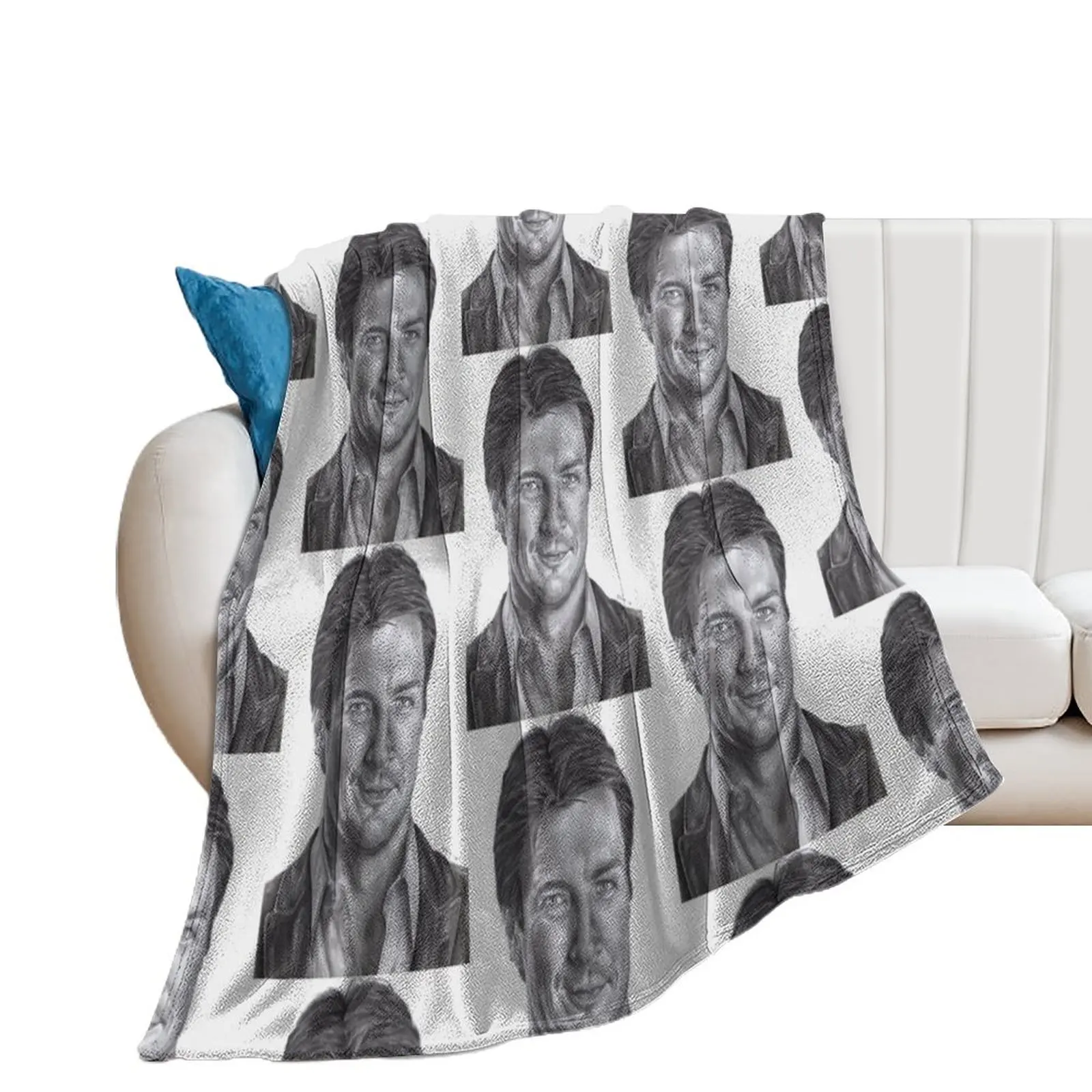 

Nathan Fillion Throw Blanket Hair Plaid For Sofa Thin Nap Blankets