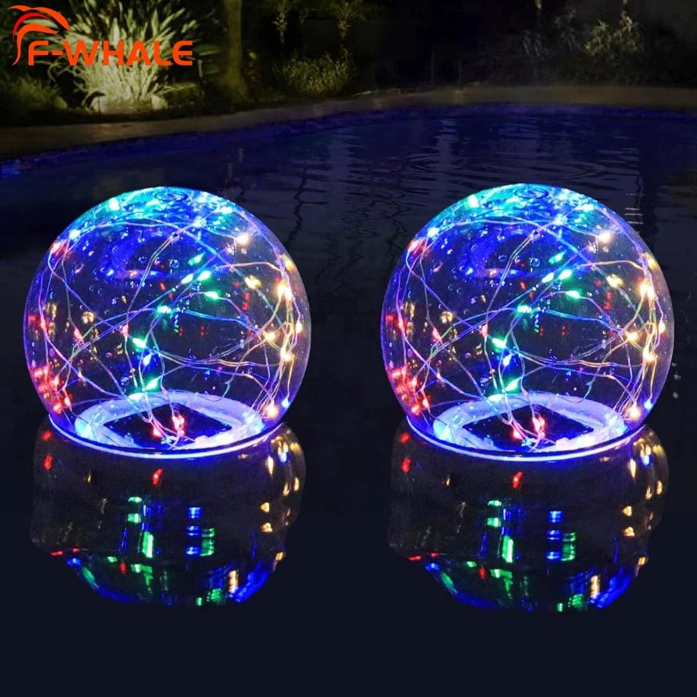 Solar Floating Pool Lights 34cm Large Inflatable Pool Beach Ball For Water Pool Party Outdoor Balloon LED Garden Ball Light