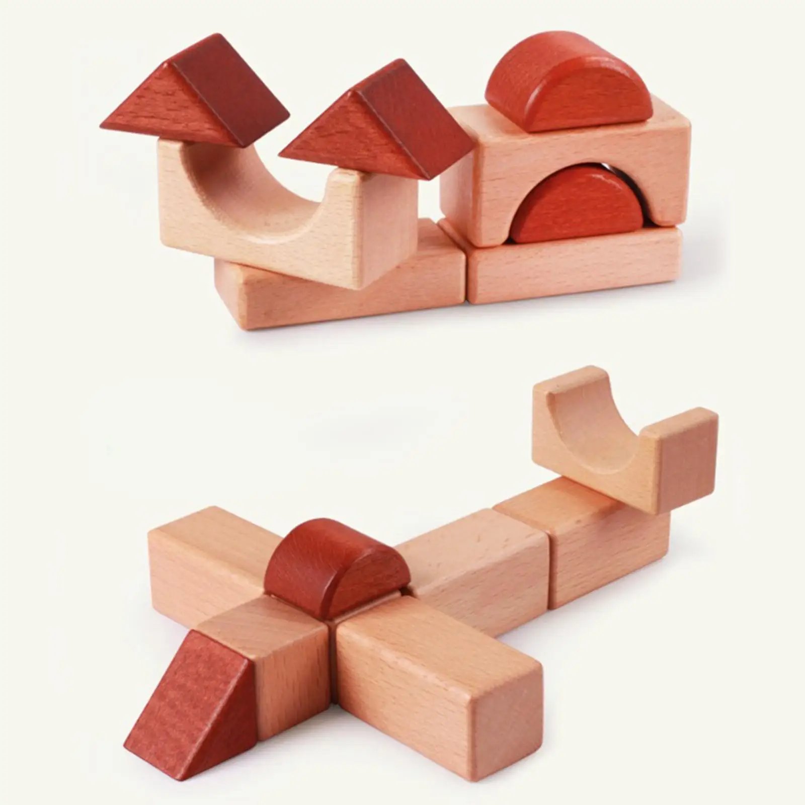Wooden Building Blocks Construction Toy Montessori for Children Ages 3 4 5 Year Old Kindergarten Girls and Boys Christmas Gift view 5