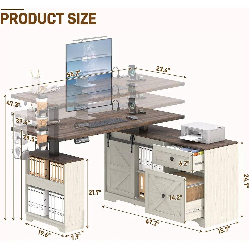 St.Mandyu L Shaped Electric Standing Desk 55