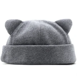 Winter ear Docker hat Sailor Cap for men women Brimless Hats Suede Thicken Hip Hop Beanie Skullcap Solid Color Girl Beanie Hat