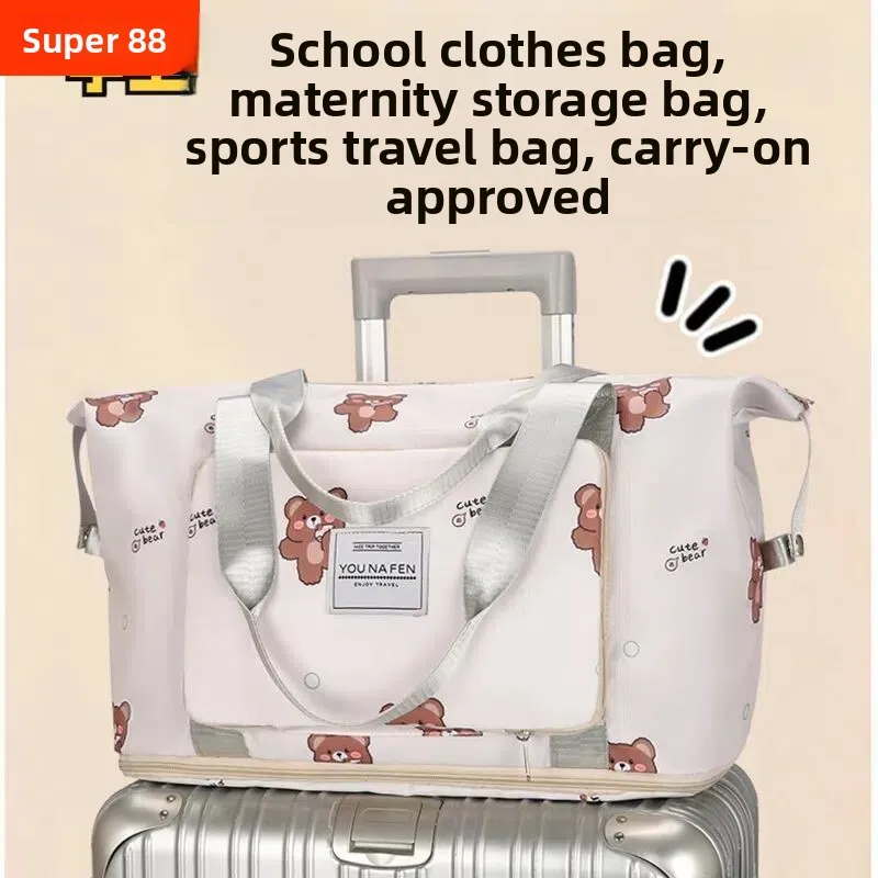travel-bag-handbag-short-trip-pull-rod-on-board-large-capacity-storage-luggage-bag-cartoon-style-abs-pc-material-polyester-li